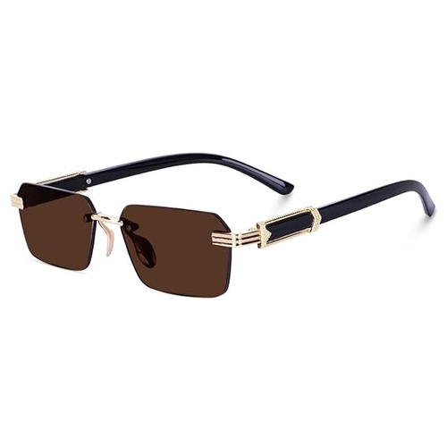 Rectangular Rimless Sunglasses for Men and Women