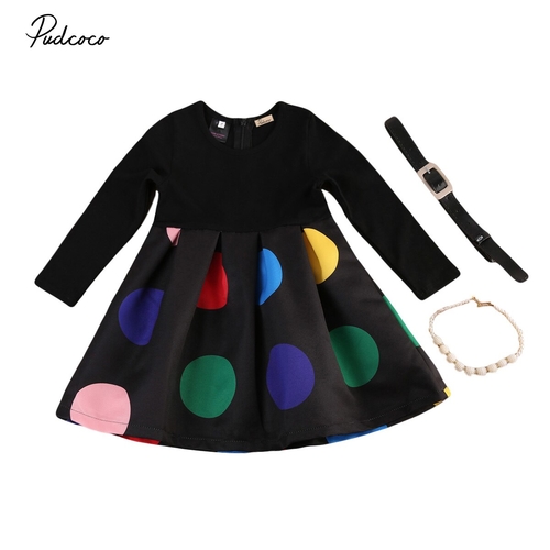 Little Girls Polka Dots Princess Dress + Belt