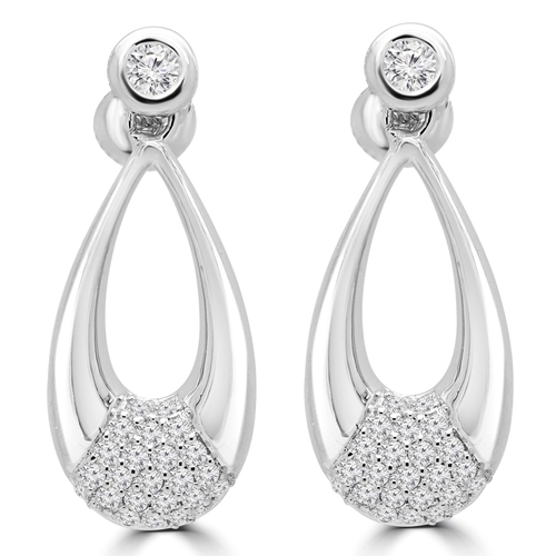 Majesty Diamonds MDR190012 0.4 CTW Round Diamond Pear Cluster Drop & D