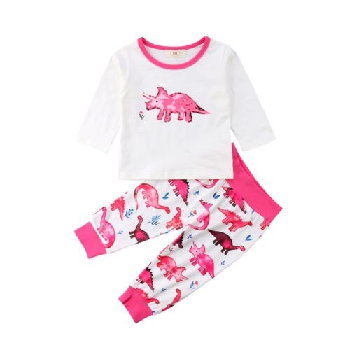 Casual Newborn Baby Girl Cartoon Dinosaur Print