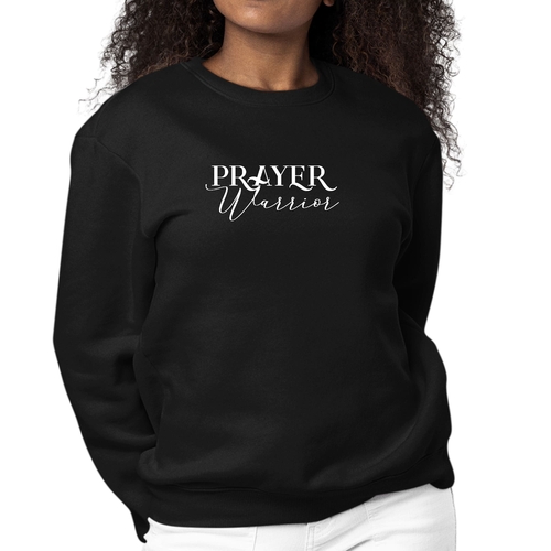 Womens Graphic Sweatshirt Prayer Warrior Script Style Illustration