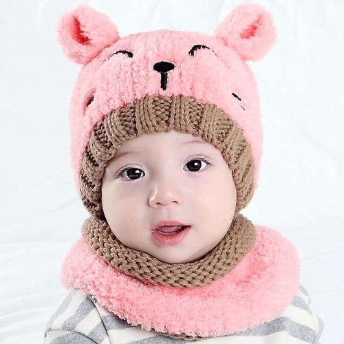 2 PCS Baby winter Hat and Scarf Set Cap