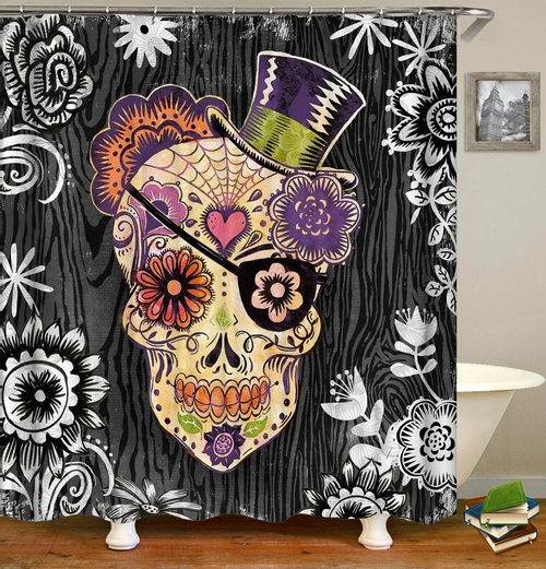 Top Hat Sugar Skull Shower Curtain