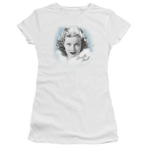 Trevco Lucille Ball-In Blue Short Sleeve Junior Sheer Tee, White -