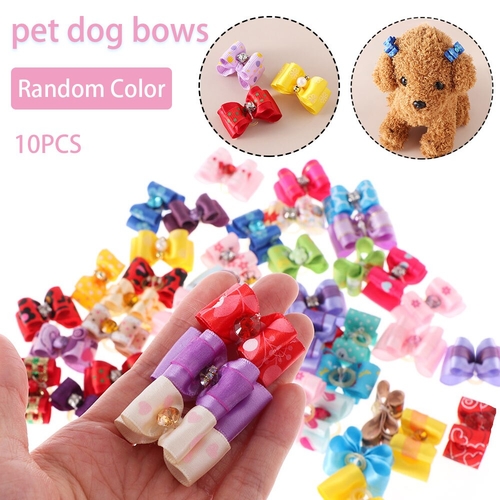 10PCS Color Random Dog Bowknot Cat Pets Grooming