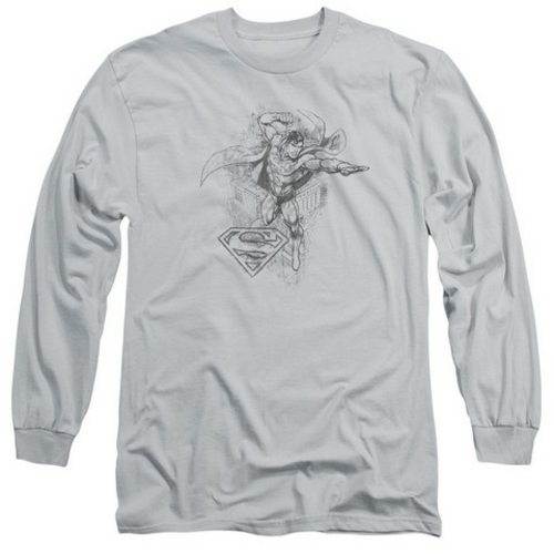 Trevco Dc-Flying Flex - Long Sleeve Adult 18-1 Tee - Silver- Small