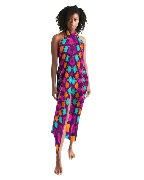 Sheer Sarong Swimsuit Cover Up Wrap / Purple Kaleidoscope