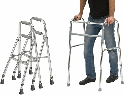 Pack of 2 Steel Adult Walkers 24 Wide x 18 deep. Folding Adjustable