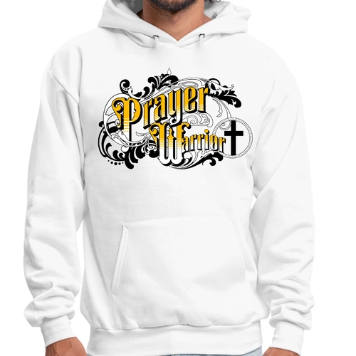Mens Graphic Hoodie Prayer Warrior Victorian Style Illustration