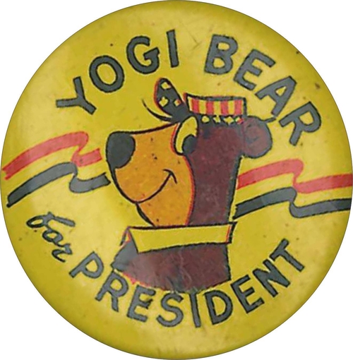 3 Inch Cloth Patch Yogi Bear For President Vintage Destress