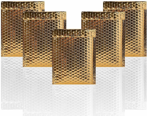 Pack of 25 Metallic Bubble Mailers 9.5 x 13.5 Gold Bubble Mailers 9