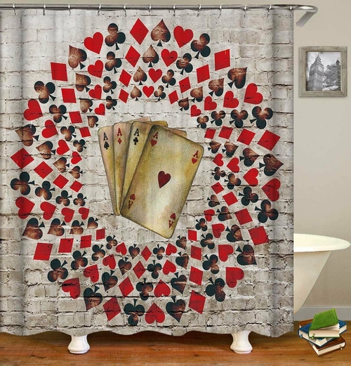 Brick Wall Aces Shower Curtain