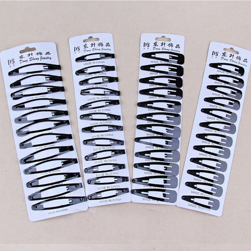 12PCS/Pack New Simple Black Hair Clips Girls