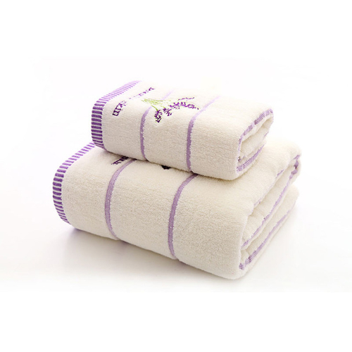 3-Pieces Lavender Pattern Cotton Towel Set