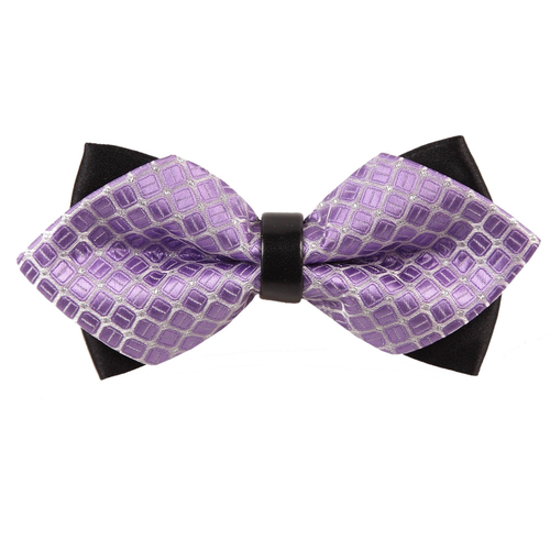 Diamond Tip Pre-Tied Bow Tie - Covert Checks Lilac