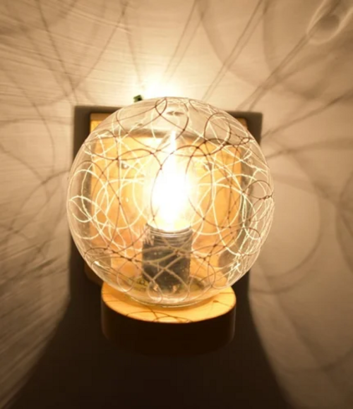 Round Wall Mounted Glass Hurricane Lamp
