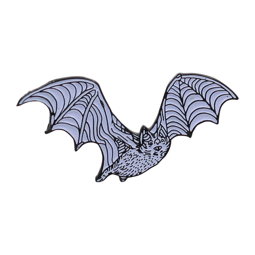 Bat Enamel Pin - Glow-in-The-Dark White Bat Lapel Pin