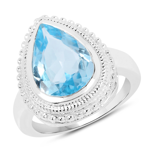 5.30 Carat Genuine Blue Topaz .925 Sterling Silver Ring