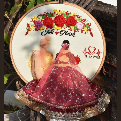 Customisable Wedding and Anniversary Calender Embroidery Hoop with