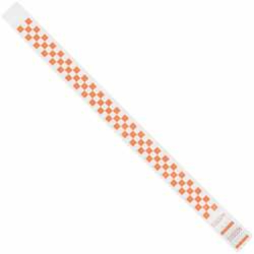 Tyvek WR103OR 0.75 x 10 in. Orange Checkerboard Wristbands - Case of 5