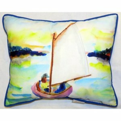 Betsy Drake HJ987 Pink Sailboat Indoor & Outdoor Throw Pillow- 16 x 20