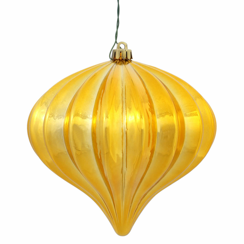 Vickerman N151237DSV 5.7 in. Honey Gold Shiny Onion UV Drilled Ornamen