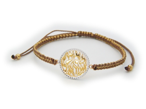 Fronay 212373B Shema Israel Disc Bracelet, Brown & Gold