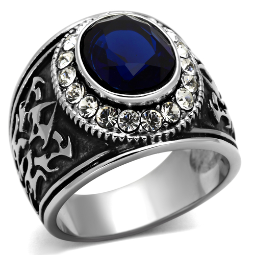 Men High Polished Stainless Steel Ring with Synthetic in Montana - Siz