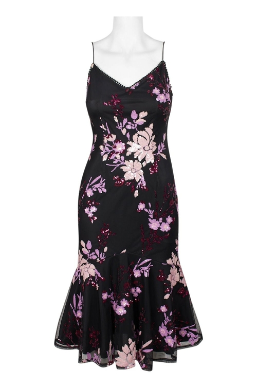 Adrianna Papell Spaghetti Strap Bodycon Zipper Back Flutter Sequin