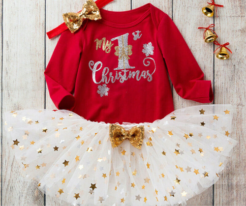 Newborn Baby Girl My 1st Christmas Clothes Sets