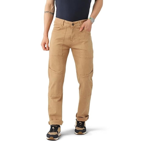 Men Straight fit Stretchable Denim loose Jeans (Size-S) (Color-BROWN)