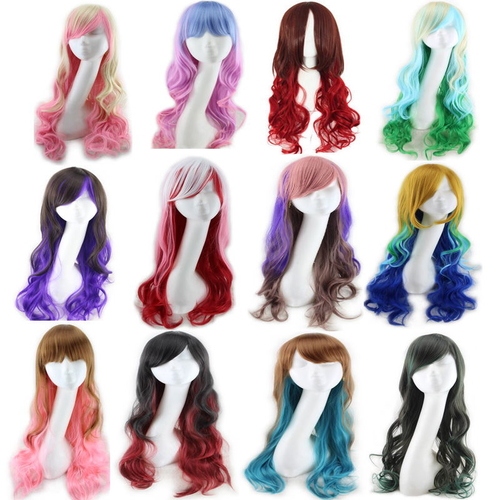 Main Harajuku Lolita Blue Pink Ombre Hair Wigs For image