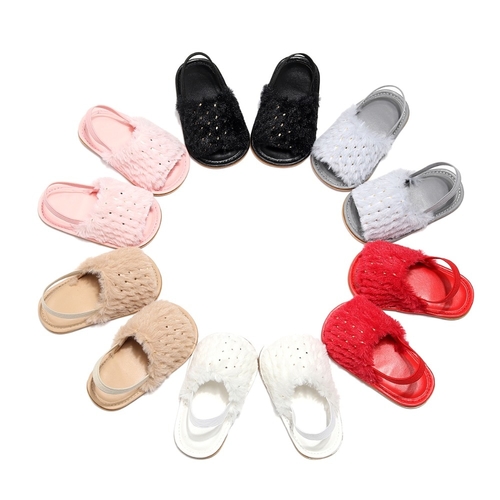 Baby Girl Slipper Sandals Summer Soft Hair Bling