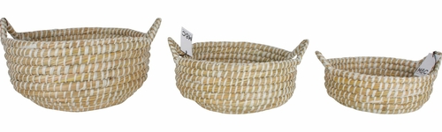 Kans Grass Fruit Basket With Handle (Set Of 3)