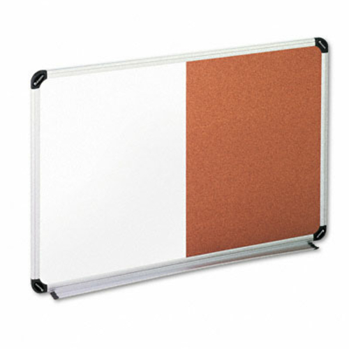 Universal 43742 Cork/Dry Erase Board  Melamine  24x18  Black/Gray Alum