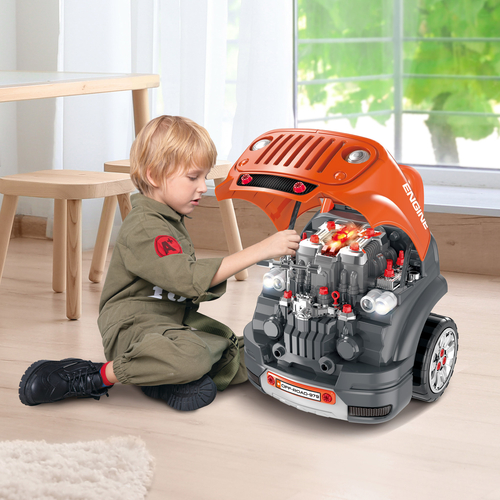 Qaba Kids Truck Engine Toy Set, Educational Car Service Station