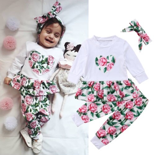 Cute Newborn Infant Baby Girl Floral Outfits