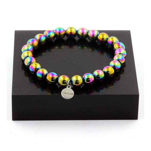 Multicolor Hematite Bracelet 8 mm Beads.