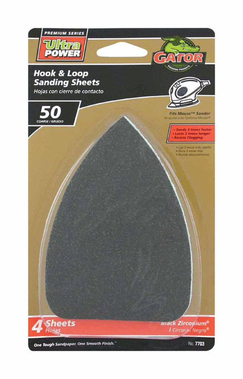 Ali Industries 2102937 50 Grit Hook & Loop Detail Sanding Sheets, 