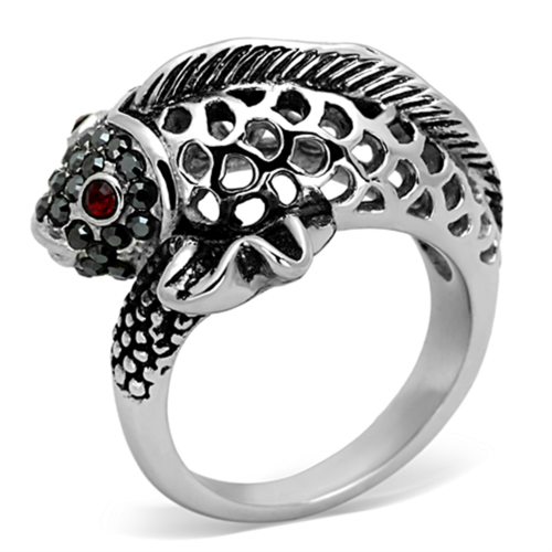 Women High Polished Stainless Steel Ring with Top Grade Crystal in Sia
