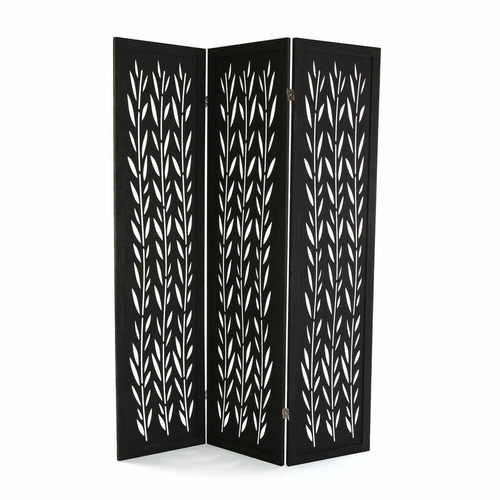 Folding screen Versa Sheets Black Wood (170 x 40 cm)