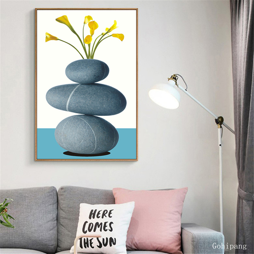 Abstract Canvas Painting Stone Flower Print