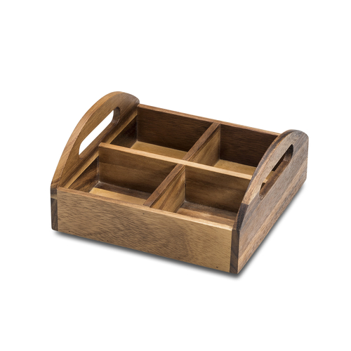 Acacia Wood 4 Compartment Snack Tray