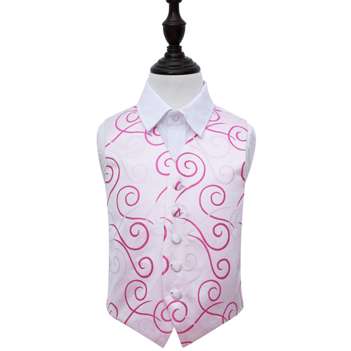 Scroll Waistcoat - Boys - Ivory & Hot Pink, 22'
