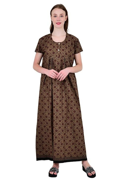 Women's Cotton Nighty Night Gown, Multicolor