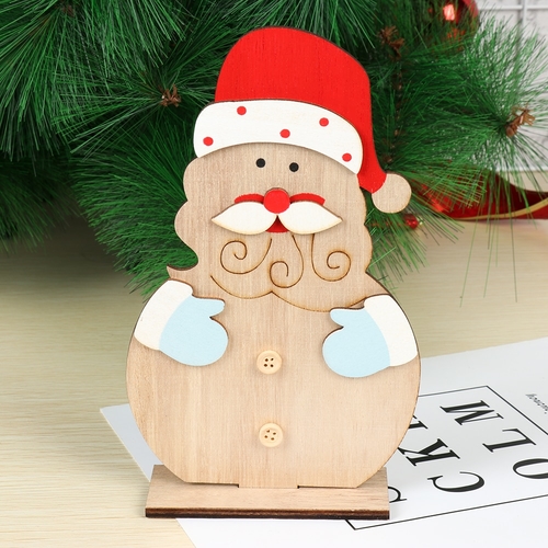 1set Santa Claus Natural Wooden Embellishments