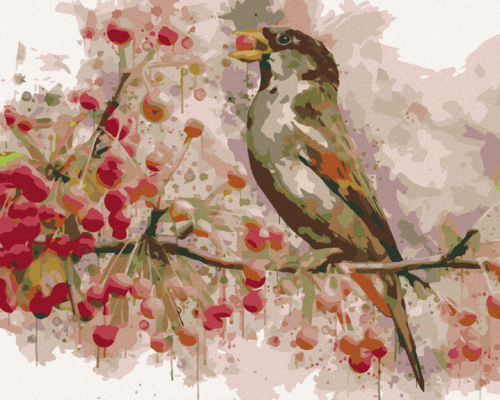 Paint by Numbers - BIRD AND CRANBERRIES
