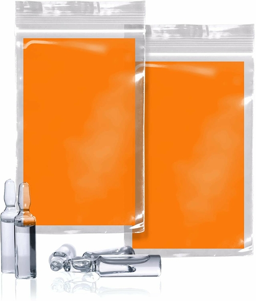 Pack of 1000 Orange Block Bags, 4 x 6. Zipper Printed Bags 4x6. Clear