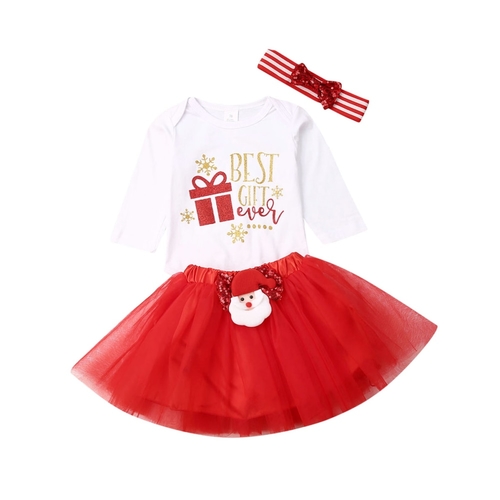 Christmas Baby Girl Clothes Sets 3pcs Long Sleeve