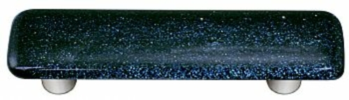 Hot Knobs HK1033-PA Dark Metallic Blue Rectangle Glass Cabinet Pull - 